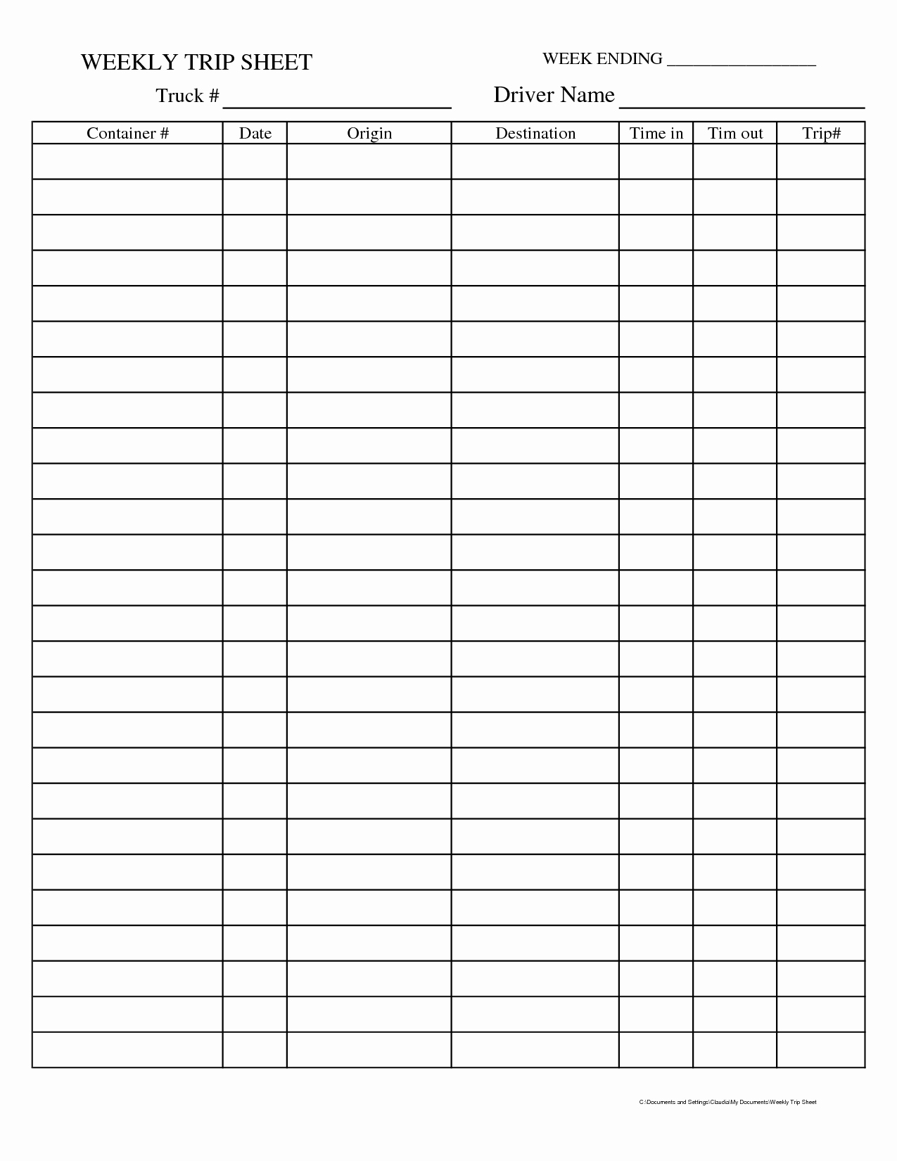 Driver Trip Sheet Template Inspirational 7 Best Of Free Printable Trip Sheets Driver Trip