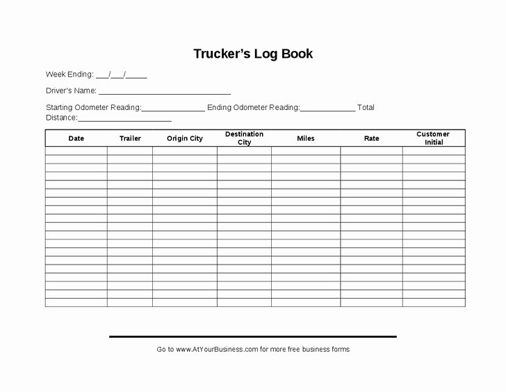 Drivers Log Book Template Best Of Truck Driver Log Book Template