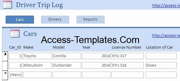 Drivers Log Book Template Elegant Drivers Log Book Template and Sample for Microsoft Access