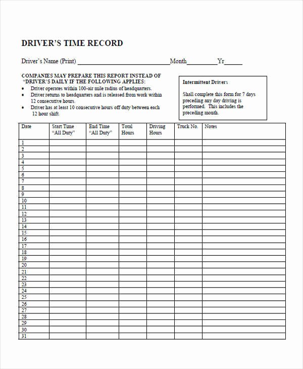 Drivers Log Book Template Free Awesome 33 Sample Daily Log