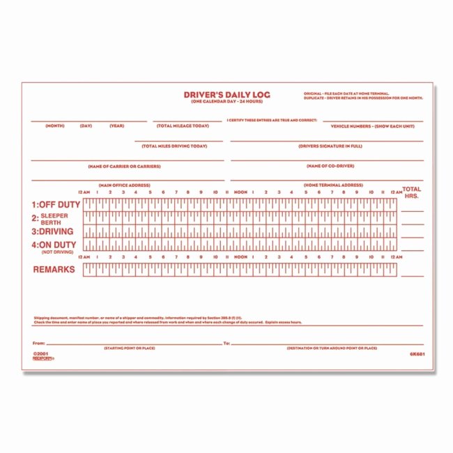 Drivers Log Book Template Free Lovely Rediform Driver S Daily Log Book 31 Sheets White