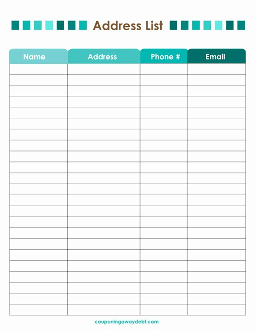 Editable Address Book Template Fresh Address List Printable More Than A Mom Three