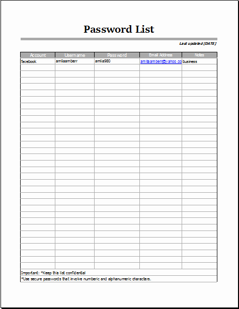 Editable Checklist Template Word