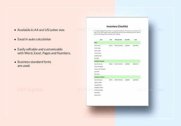Editable Checklist Template Word Awesome Sample Food Inventory 10 Document In Pdf Excel