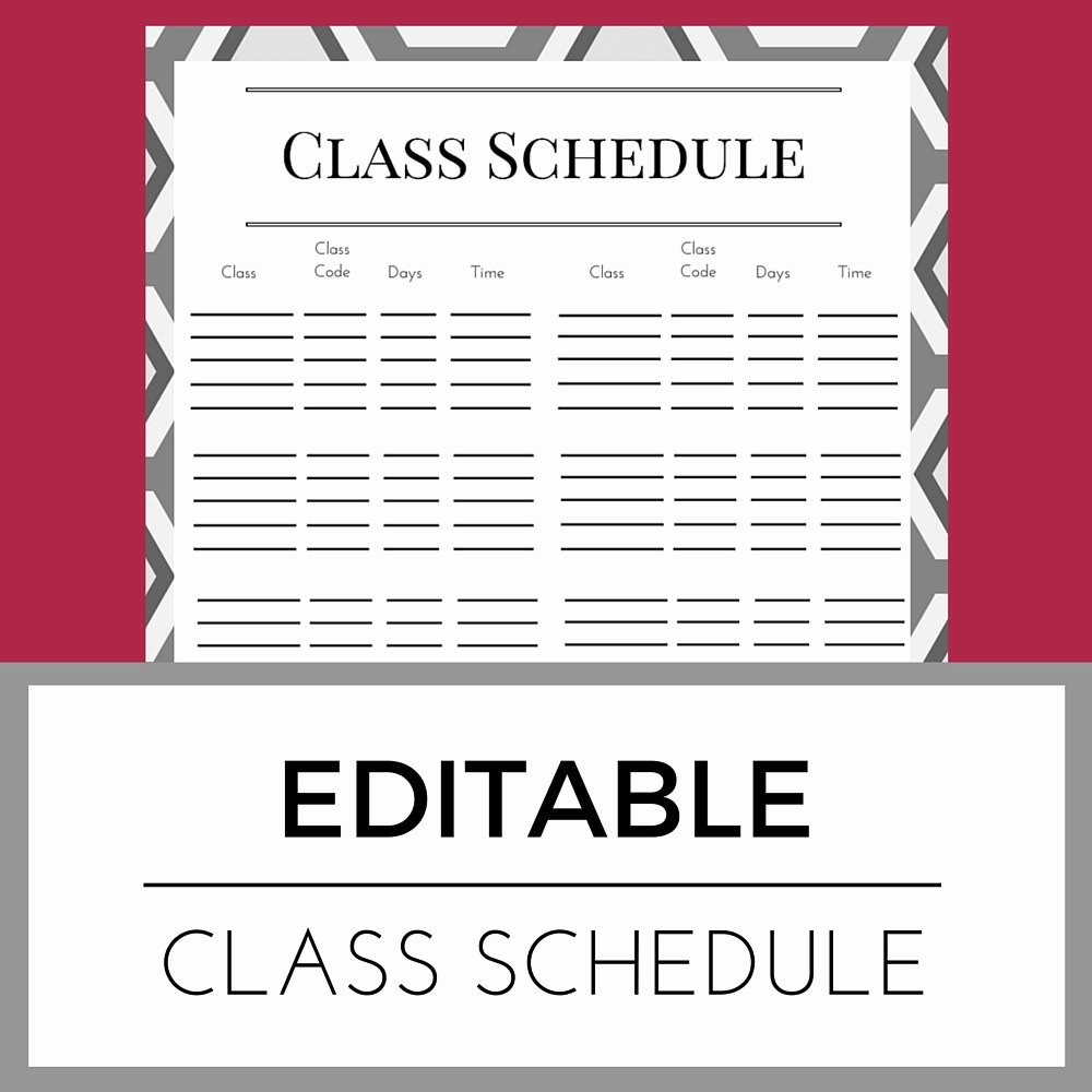 Editable Class List Awesome Editable Class Schedule organizer