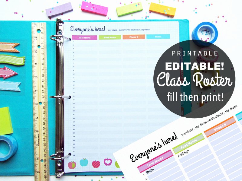 Editable Class List Luxury Editable Class Roster Printable Planner Page Instant Download