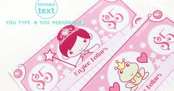 Editable Play Money Template Beautiful Printable Princess Play Money Type In Your Own Text