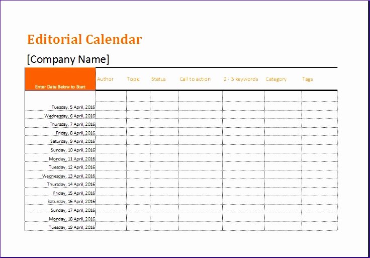 Editorial Calendar Template Google Docs Fresh 8 Editorial Calendar Template Exceltemplates