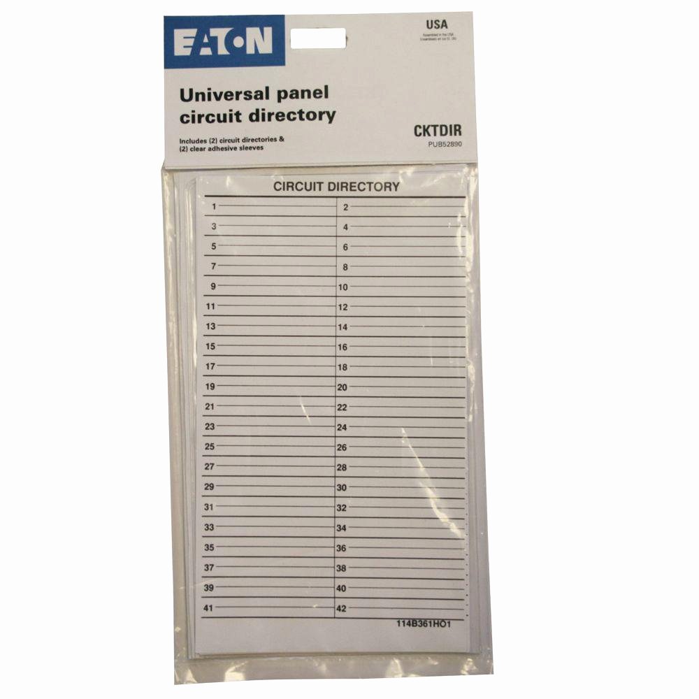 Electrical Panel Labels Template Elegant Eaton Load Center Circuit Directory 2 Pack Cktdir the