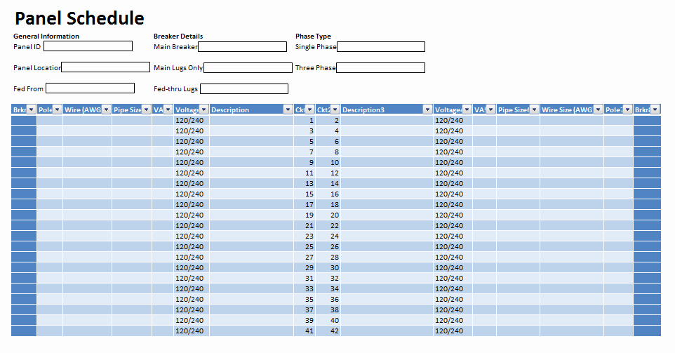 Electrical Panel Labels Template New Panel Schedule Template Excel