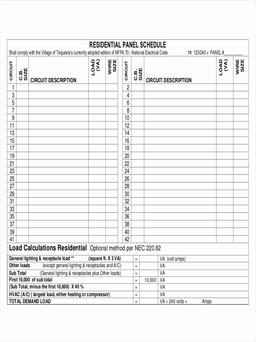 Electrical Panel Labels Template Unique 6 Panel Schedule Examples Samples