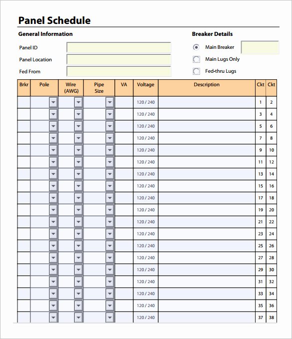Electrical Panel Schedule Template Excel Elegant Panel Schedule Template Word Excel