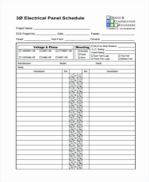 Electrical Panel Schedule Template Excel Fresh Electrical Panel Schedule Template software