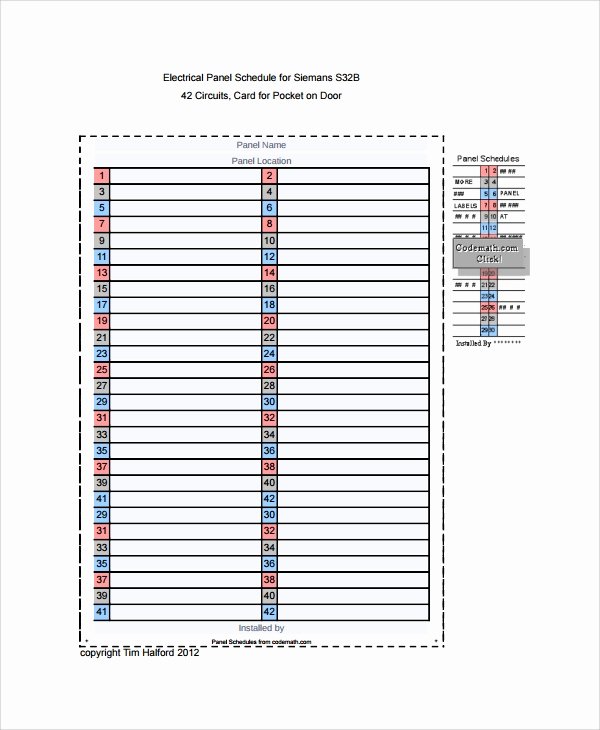 Electrical Panel Schedule Template Excel Inspirational 8 Panel Schedule Templates