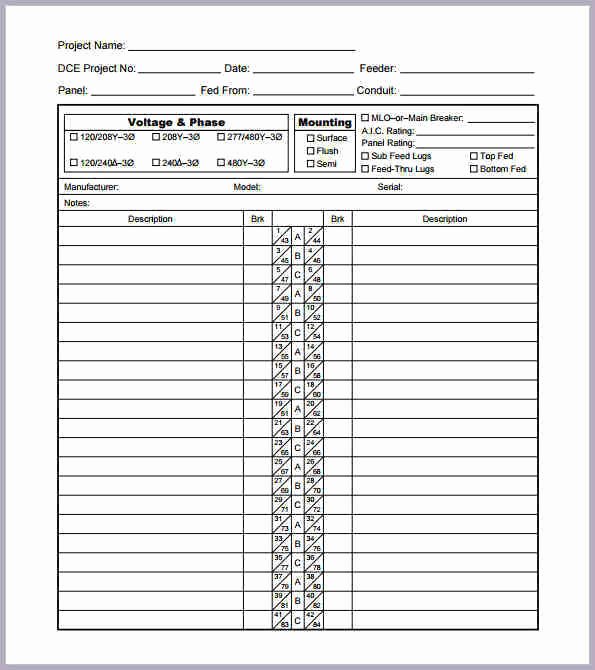 Electrical Panel Schedule Template Excel Inspirational Download Electrical Circuit Breaker Panel Label Template