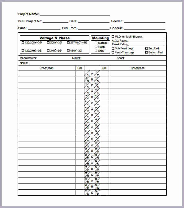 Electrical Panel Schedule Template Excel Inspirational Download Electrical Circuit Breaker Panel Label Template