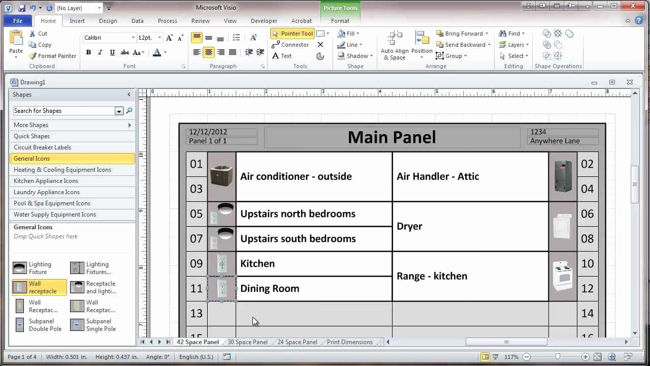Electrical Panel Schedule Template Excel Lovely Creating A Residential Electrical Panel Directory In Visio