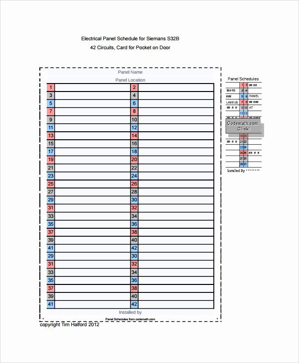 Electrical Panel Schedule Template Excel New Electrical Panel Label Template
