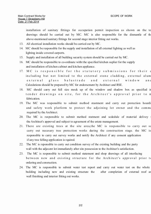 Electrical Scope Of Works Inspirational Scope Of Work Mc 1