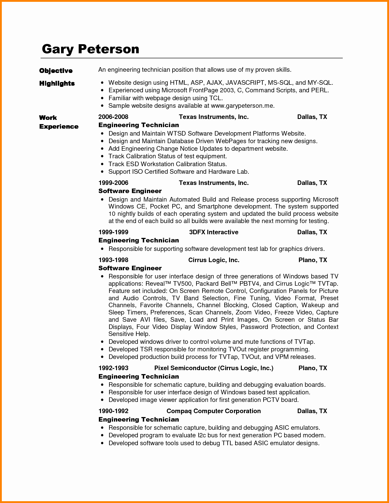 Electronics Technician Resume Sample Best Of 9 Electronics Technician Cv Sample