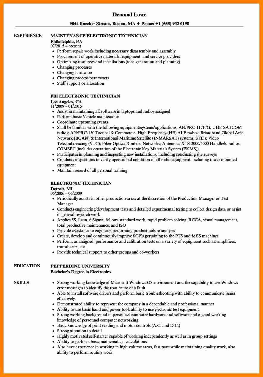 Electronics Technician Resume Sample Elegant 8 Electronics Technician Resume