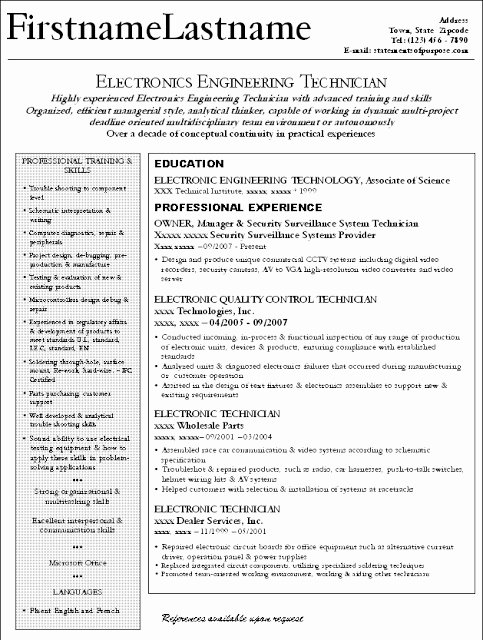 Electronics Technician Resume Sample Fresh Creative Writing Descriptions Of War Get Professional