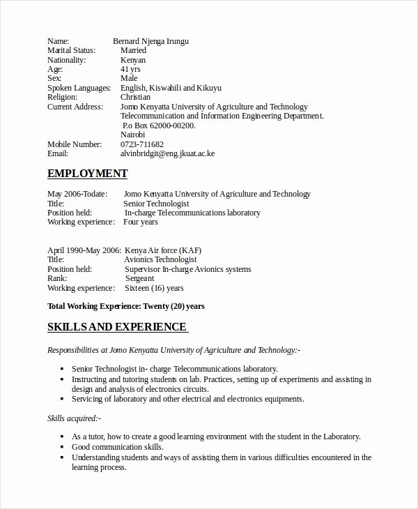 Electronics Technician Resume Sample Fresh Electronics Resume Template 8 Free Word Pdf Document