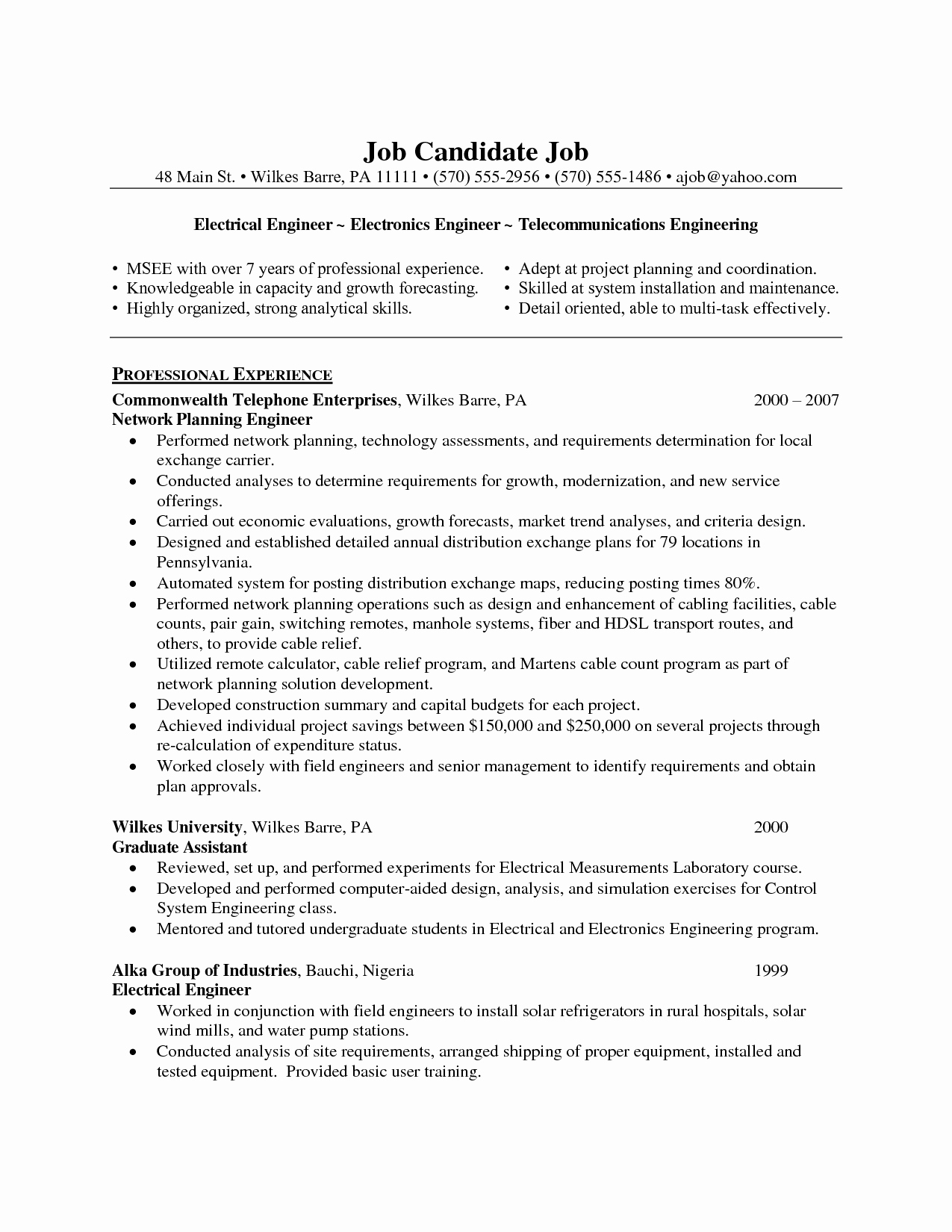 Electronics Technician Resume Sample Luxury Resume Sample for Electronics Engineer Resume Ideas