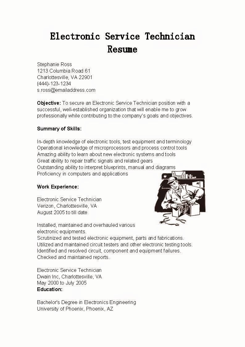 Electronics Technician Resume Sample Unique Resume Samples Electronic Service Technician Resume Sample