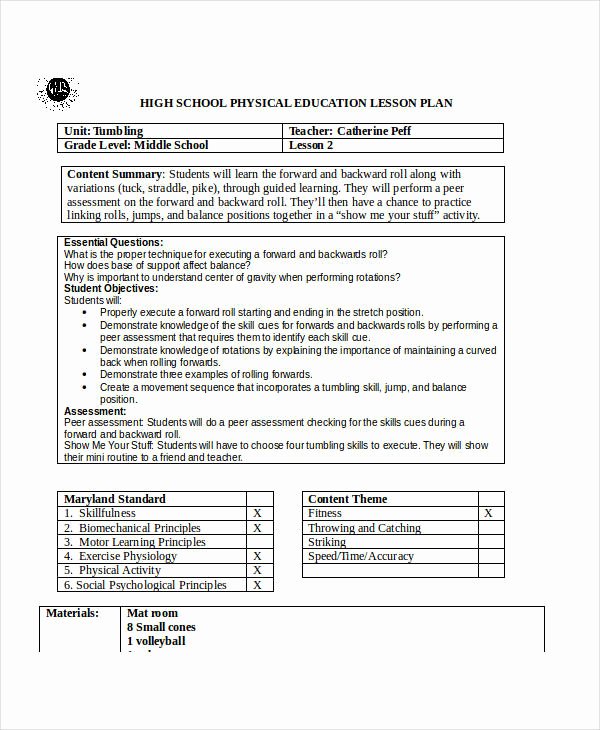 Elementary School Lesson Plan Fresh 62 Examples Of Lesson Plans Word Pdf