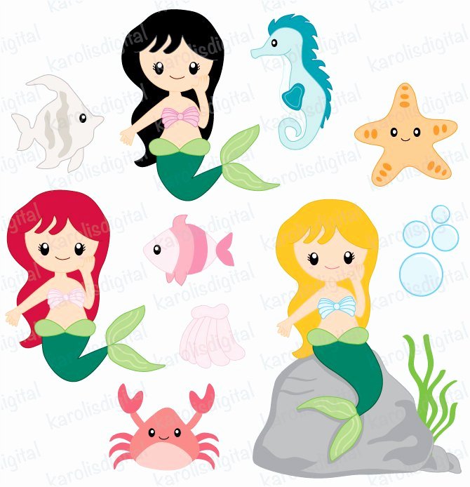 Eleven Ninety Nine Plaza Lovely Cute Little Baby Mermaid Drawings