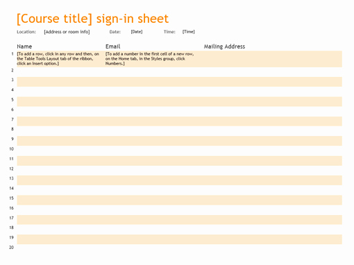 Email Sign Up Sheet Template Microsoft Word Awesome Sign In Sheet