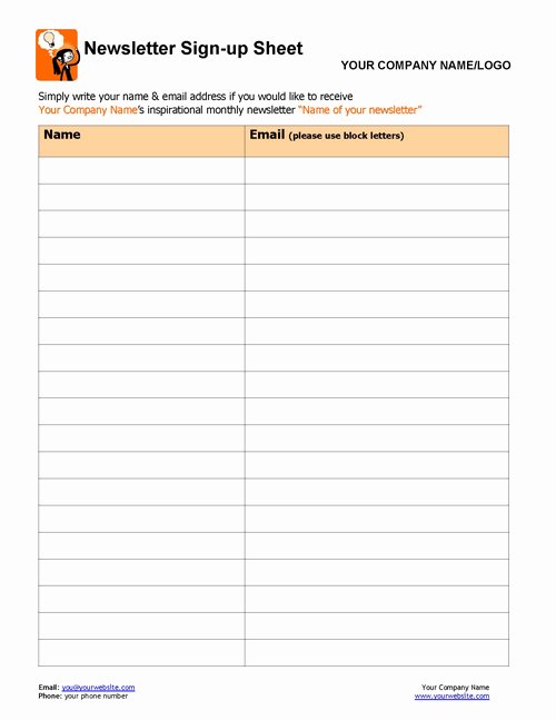 Email Sign Up Sheet Template Microsoft Word Fresh Newsletter Sign Up Sheet