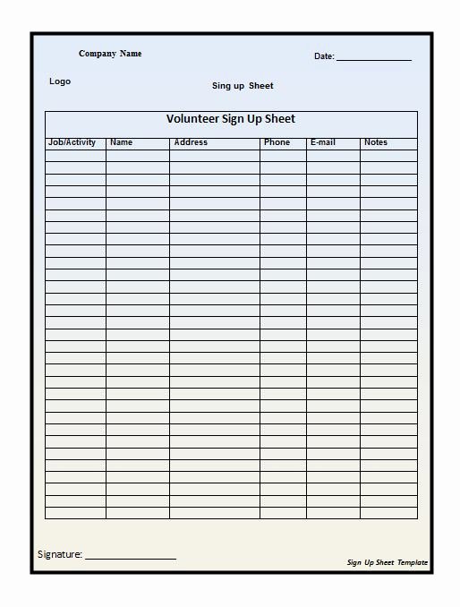 Email Sign Up Sheet Template Microsoft Word Luxury 40 Sign Up Sheet Sign In Sheet Templates Word &amp; Excel