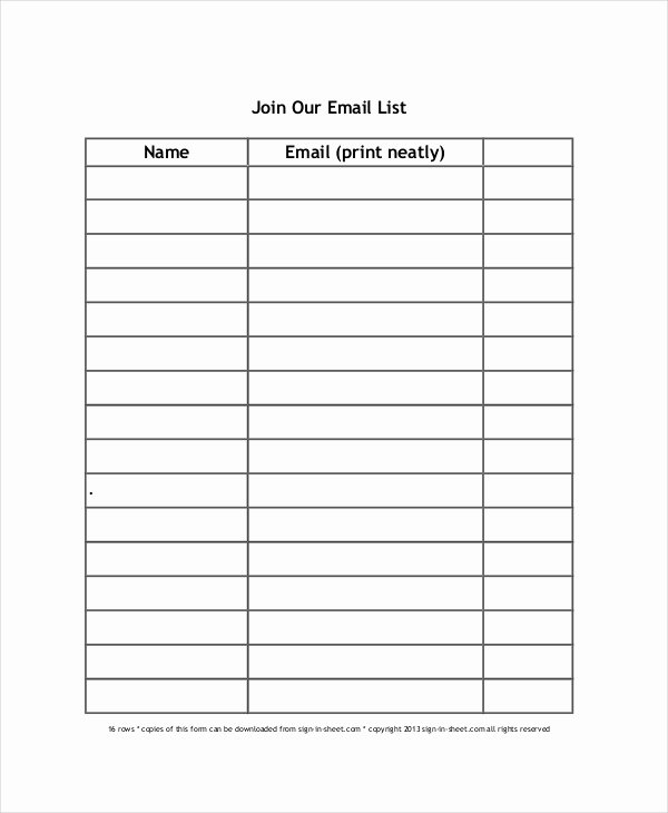 Email Sign Up Sheet Template Microsoft Word Luxury Sign Up Sheet 16 Free Pdf Word Documents Download