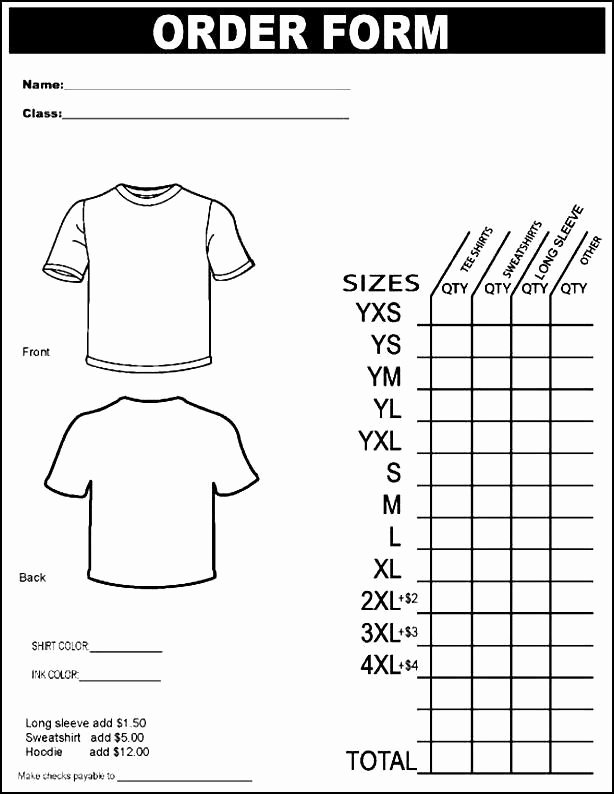 Embroidery order form Template Best Of Printable T Shirt order form Template