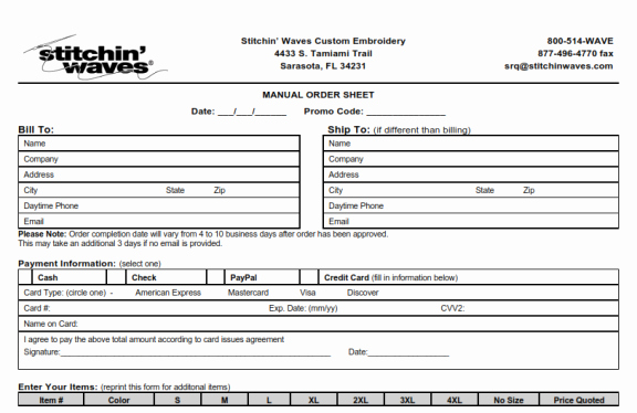 Embroidery order form Template Fresh Databasesoftware Blog