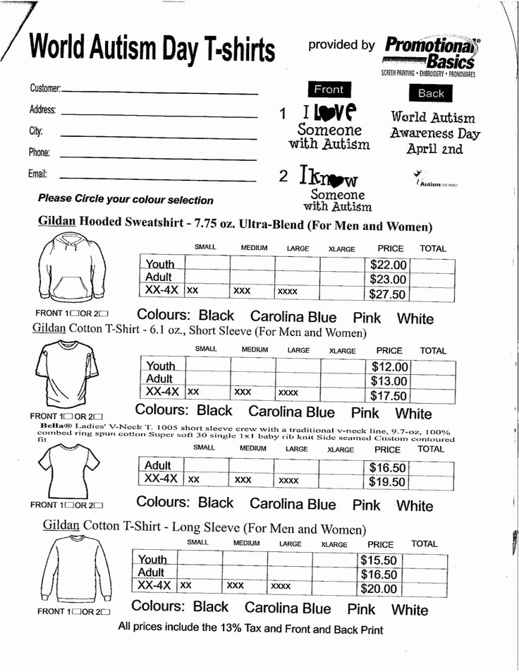 Embroidery order form Template New Spirit Wear form Pta Pinterest