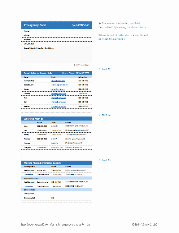 Emergency Card Template Beautiful Emergency Contact form and Emergency Card Template