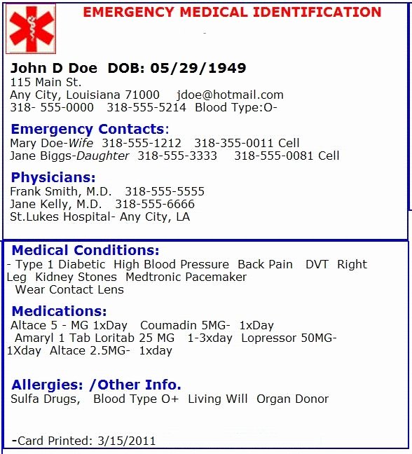 Emergency Card Template Best Of Emergency Card Template Beepmunk