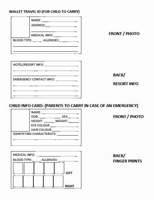 Emergency Card Template Elegant Cathy Thinking Out Loud Easy to Make Kids Id &amp;