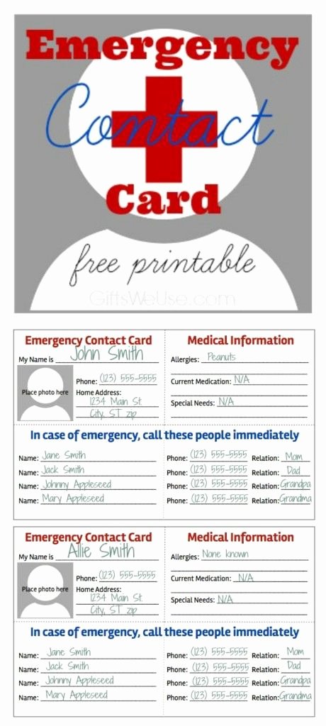 Emergency Card Template Lovely 32 Best Images About Printables Medical forms Fitness On