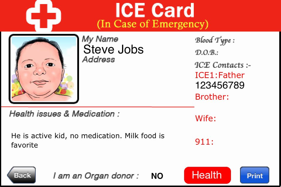 Emergency Card Template Lovely App Shopper Ice In Case Of Emergency Medical