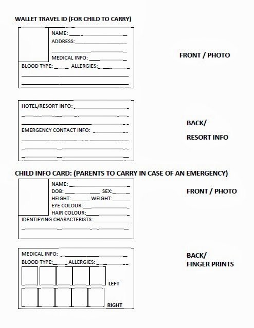 Emergency Card Template Luxury Cathy Thinking Out Loud Easy to Make Kids Id &amp;