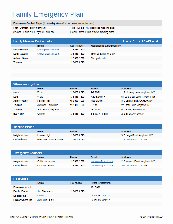 Emergency Card Template New Download the Emergency Contact form From Vertex42