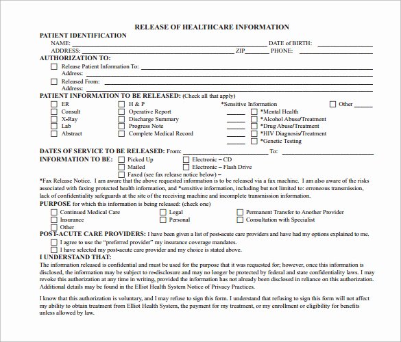 Emergency Room Release form Elegant Sample Hospital Release form 11 Download Free Documents