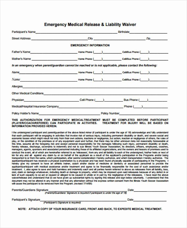 Emergency Room Release form Inspirational 21 Emergency Release form Example
