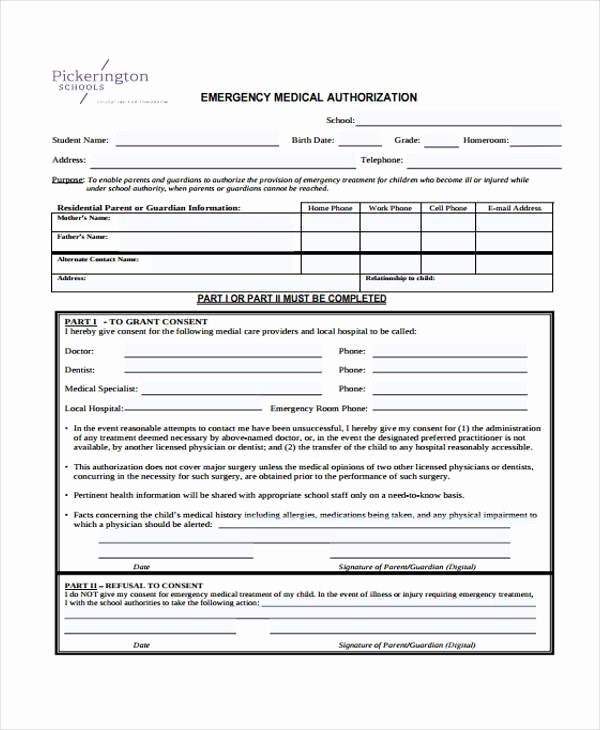 Emergency Room Release form Inspirational Printable Medical forms