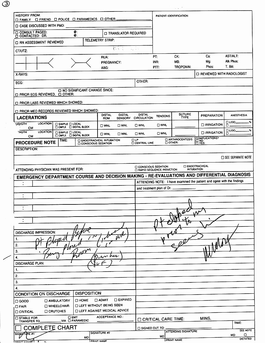 Emergency Room Release form Lovely 10 Best Of Emergency Room Notesc Doctors Notes