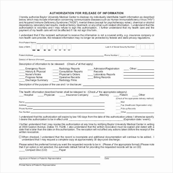 Emergency Room Release form Template Beautiful 19 Sample Medical Records Release forms